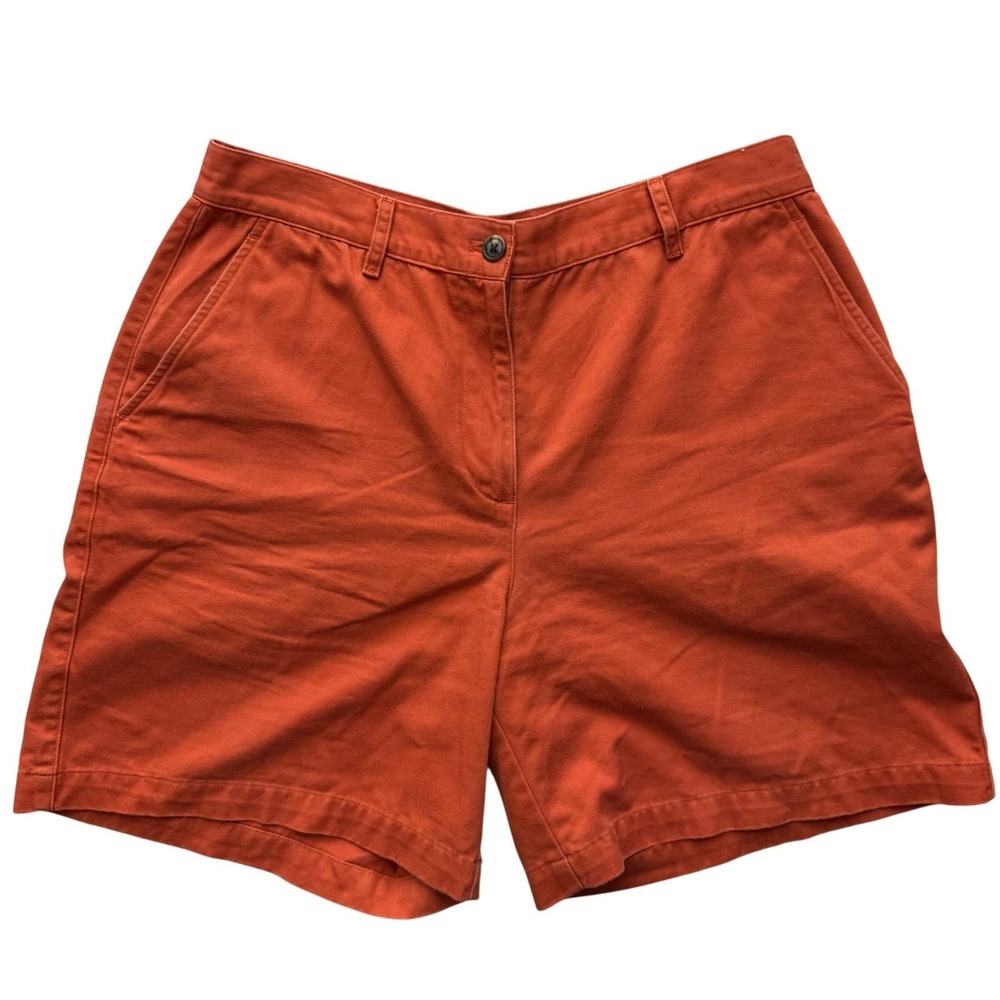 Ralph Lauren‎ Womens Shorts 12 Dad Shorts Orange Cotton High Rise Loose